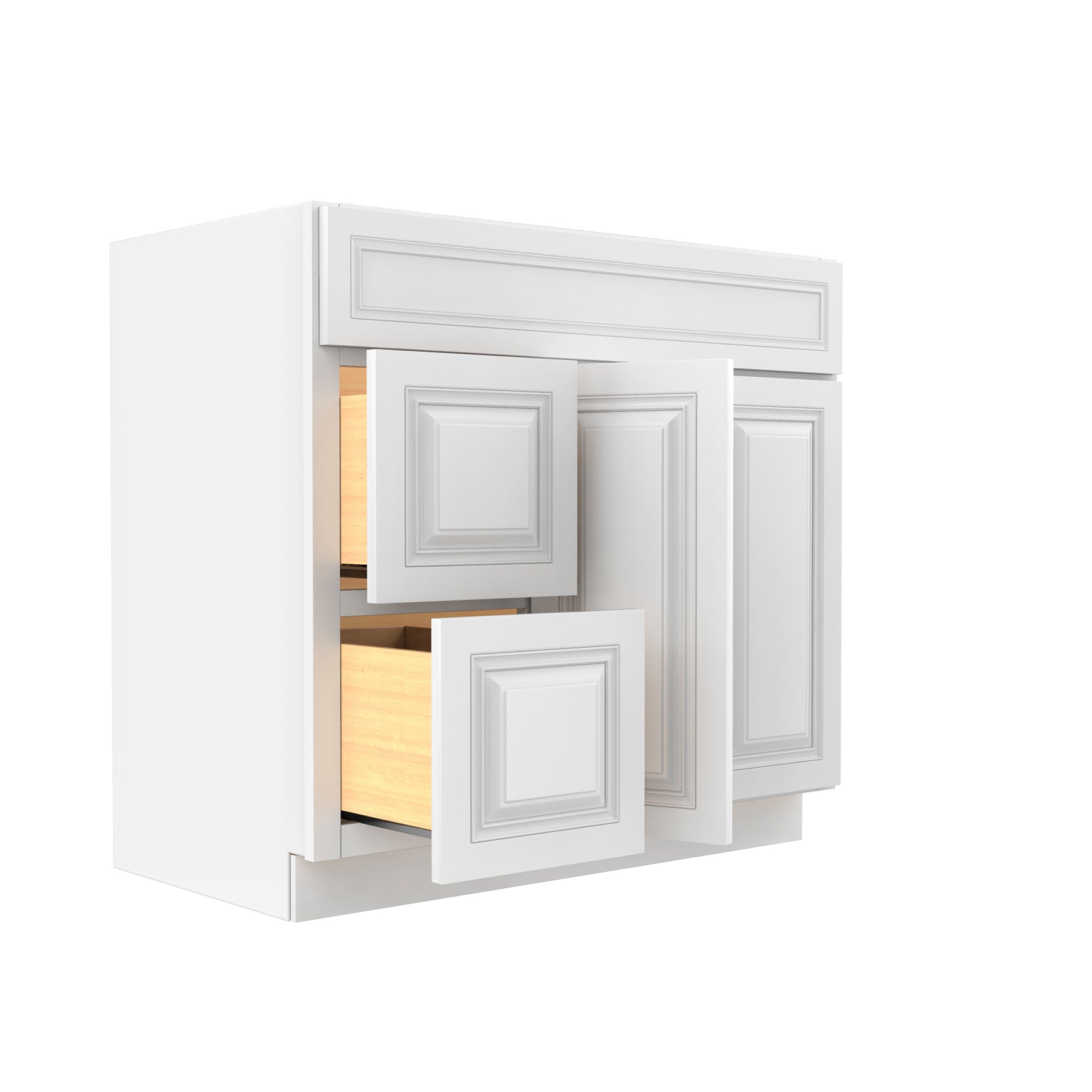 Park Avenue White - 2 Door 2 Drawer Vanity Sink Base Cabinet | 36"W x 34.5"H x 21"D