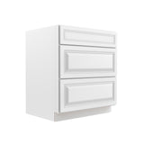 RTA - Park Avenue White - 3 Drawer Base Cabinet | 30"W x 34.5"H x 24"D
