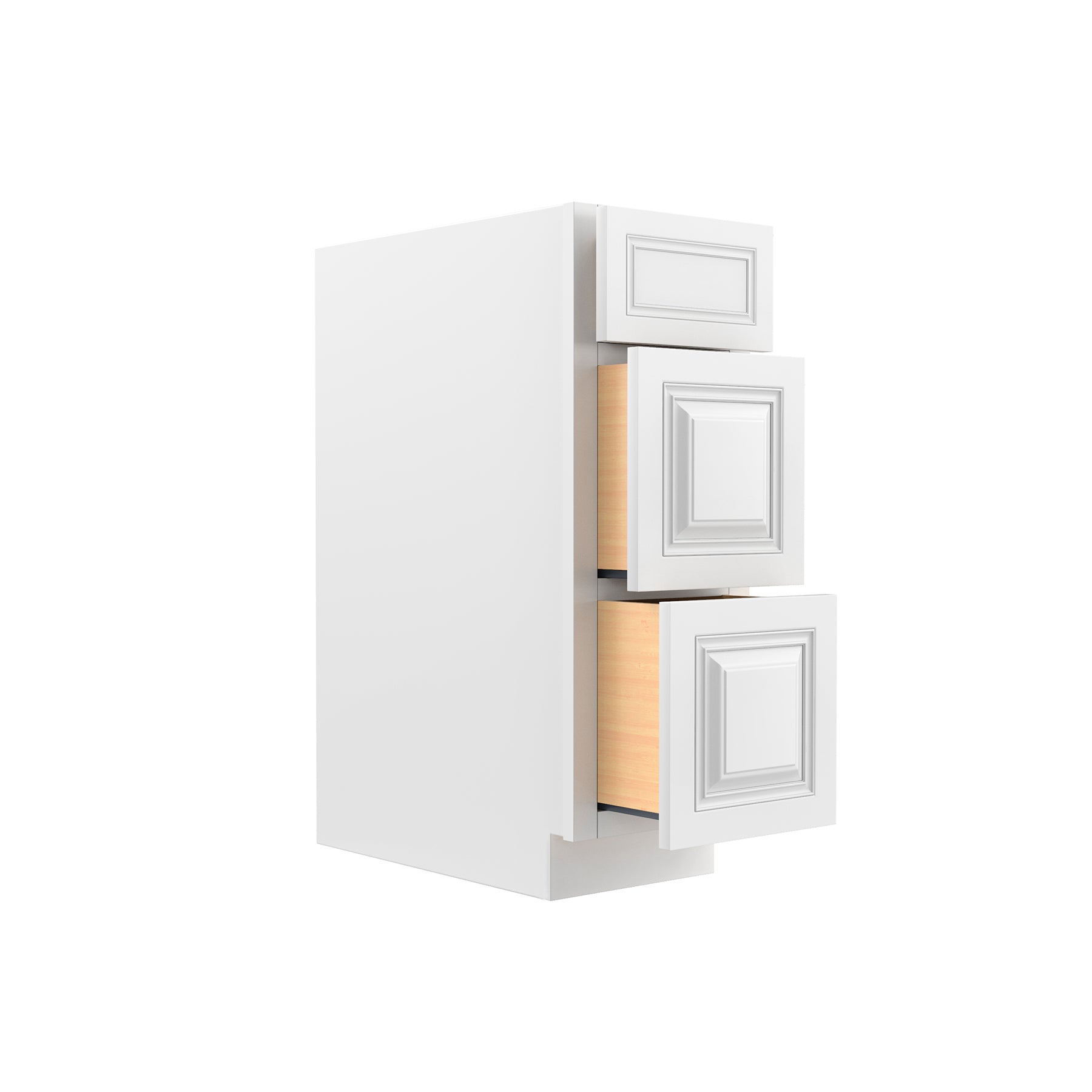 Park Avenue White - 3 Drawer Base Cabinet | 12"W x 34.5"H x 24"D