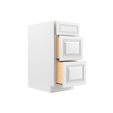 Park Avenue White - 3 Drawer Base Cabinet | 15"W x 34.5"H x 24"D
