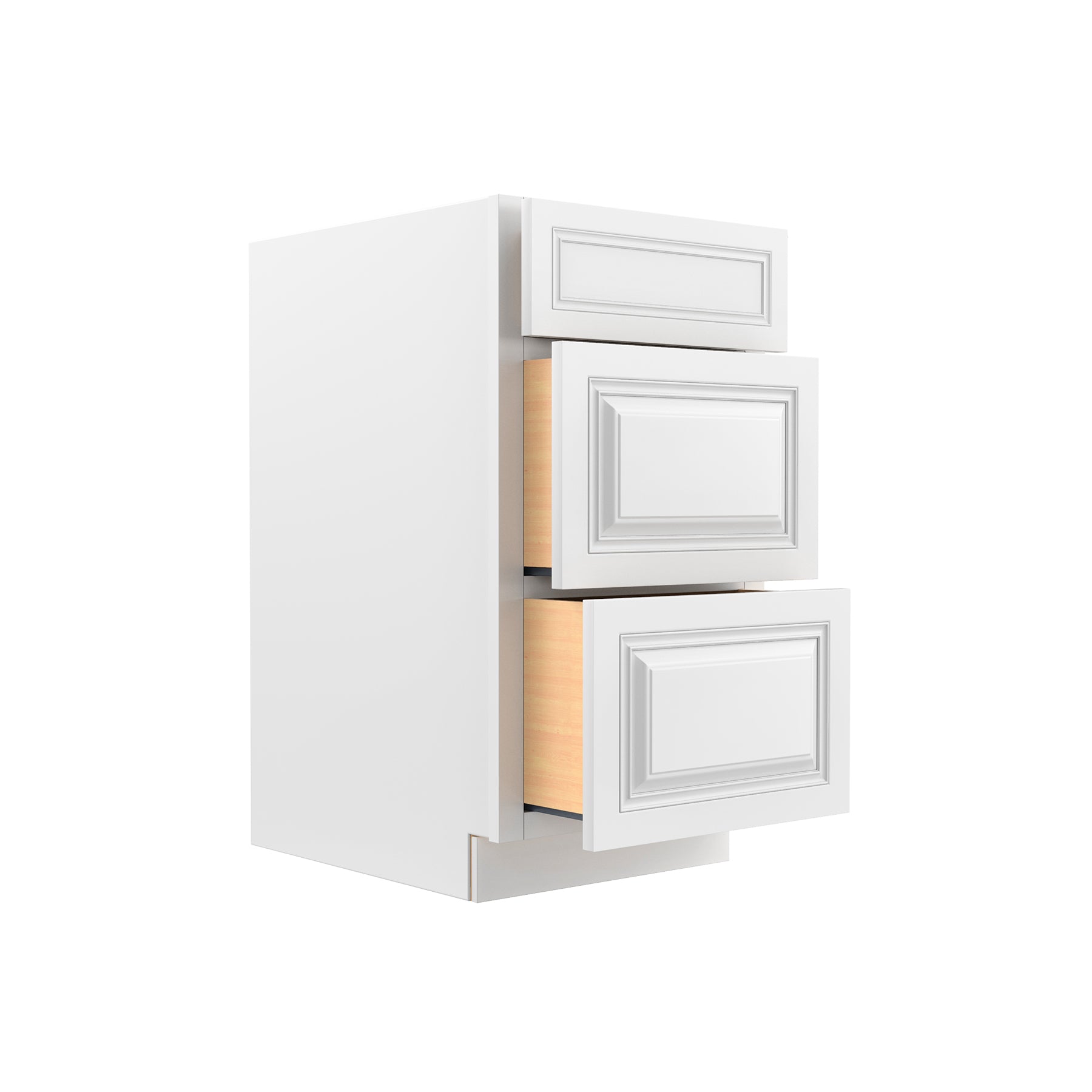 Park Avenue White - 3 Drawer Base Cabinet | 18"W x 34.5"H x 24"D