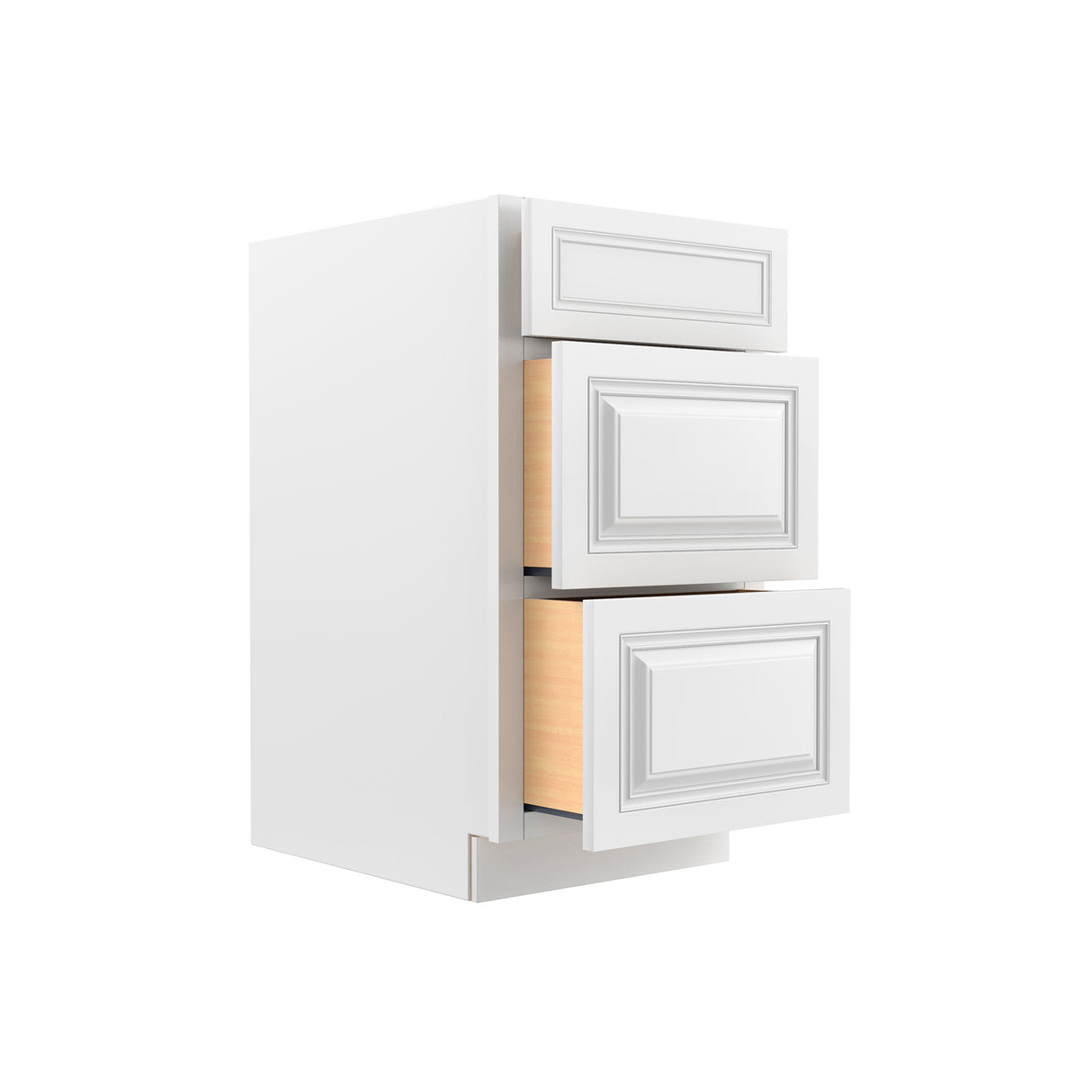 Park Avenue White - 3 Drawer Base Cabinet | 18"W x 34.5"H x 24"D
