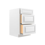 Park Avenue White - 3 Drawer Base Cabinet | 21"W x 34.5"H x 24"D