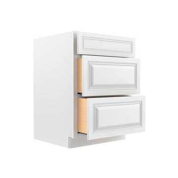 Park Avenue White - 3 Drawer Base Cabinet | 24"W x 34.5"H x 24"D