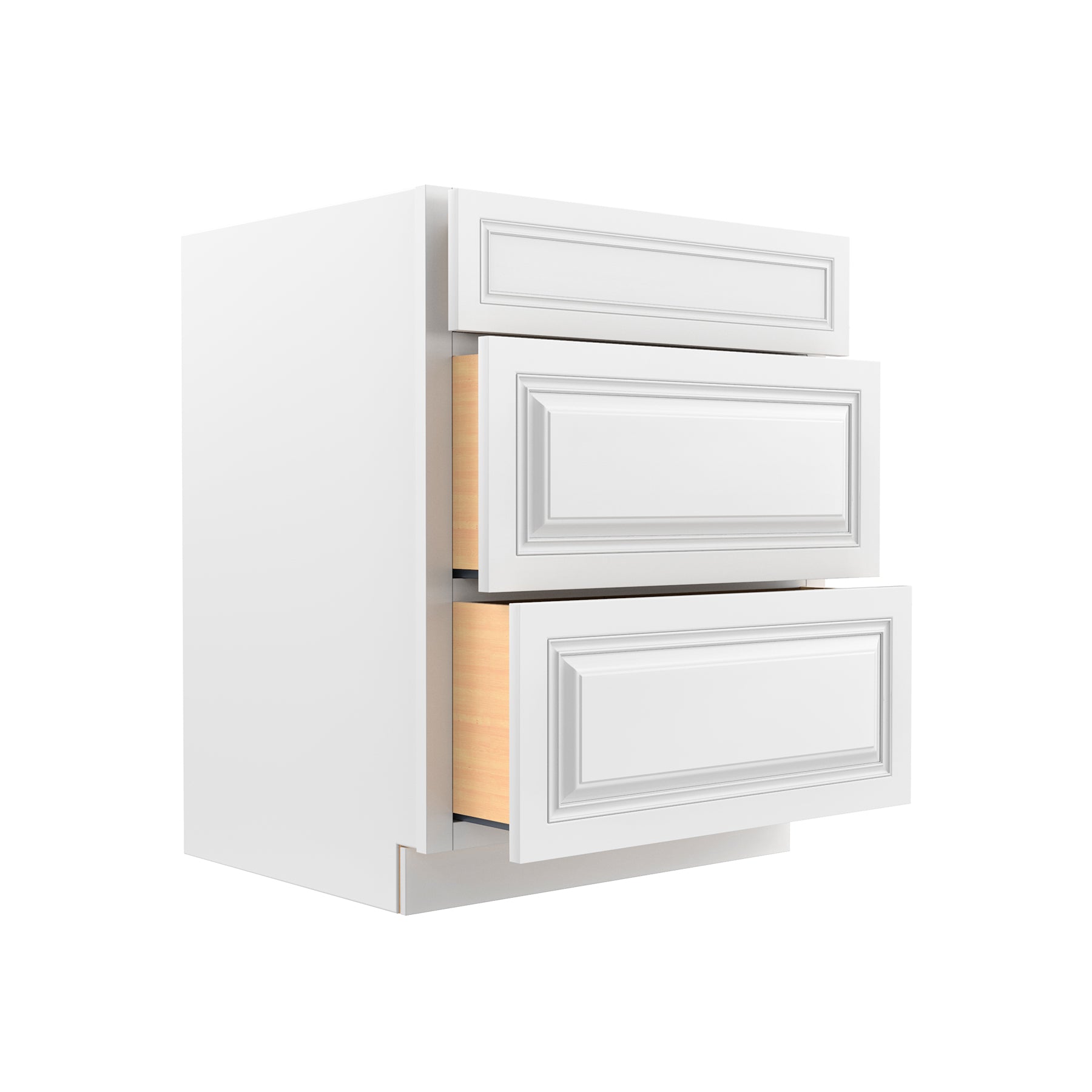 Park Avenue White - 3 Drawer Base Cabinet | 27"W x 34.5"H x 24"D