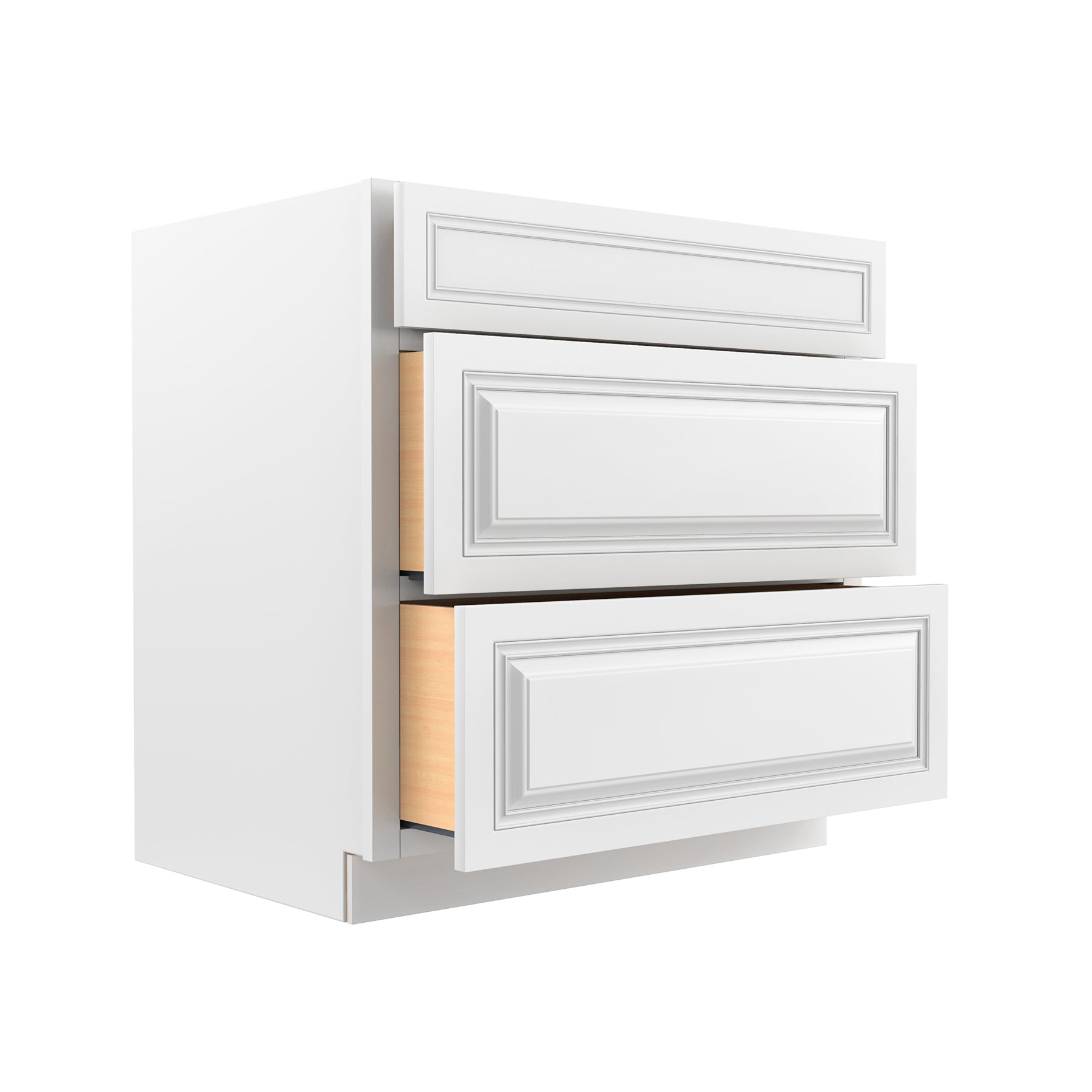 Park Avenue White - 3 Drawer Base Cabinet | 33"W x 34.5"H x 24"D
