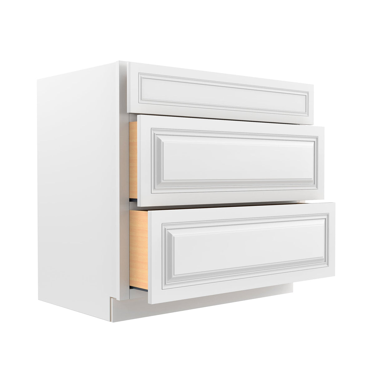 Park Avenue White - 3 Drawer Base Cabinet | 36"W x 34.5"H x 24"D