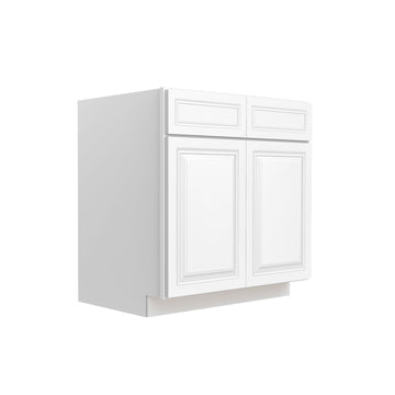 RTA - Park Avenue White - Double Drawer Front 2 Door Sink Base Cabinet | 33"W x 34.5"H x 24"D