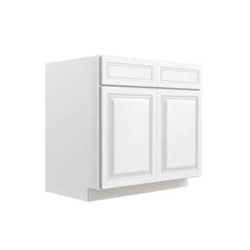 RTA - Park Avenue White - Double Drawer Front 2 Door Sink Base Cabinet | 36"W x 34.5"H x 24"D