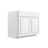 RTA - Park Avenue White - Double Drawer Front 2 Door Sink Base Cabinet | 39"W x 34.5"H x 24"D