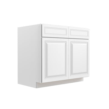 RTA - Park Avenue White - Double Drawer Front 2 Door Sink Base Cabinet | 39"W x 34.5"H x 24"D