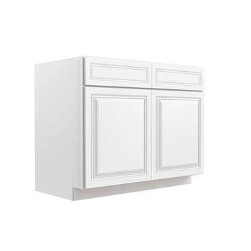 RTA - Park Avenue White - Double Drawer Front 2 Door Sink Base Cabinet | 42"W x 34.5"H x 24"D