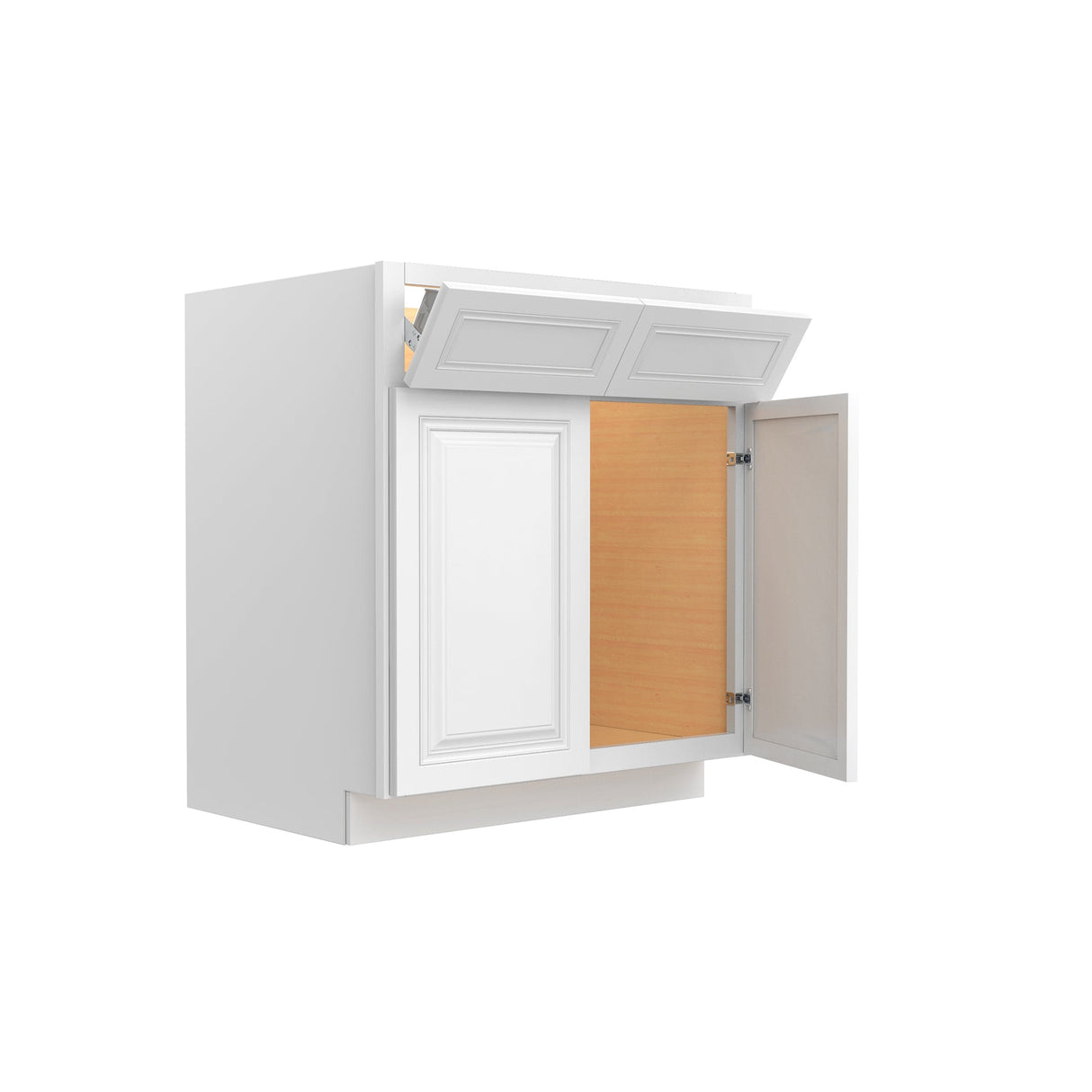 RTA - Park Avenue White - Double Drawer Front 2 Door Sink Base Cabinet | 30"W x 34.5"H x 24"D