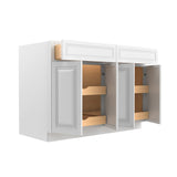 Park Avenue White - Double Drawer & 4 Door Base Cabinet | 48"W x 34.5"H x 24"D