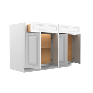 RTA - Park Avenue White - Double Drawer & 4 Door Base Cabinet | 48"W x 34.5"H x 24"D
