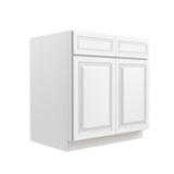 RTA - Park Avenue White - Double Drawer & Door Base Cabinet | 33"W x 34.5"H x 24"D