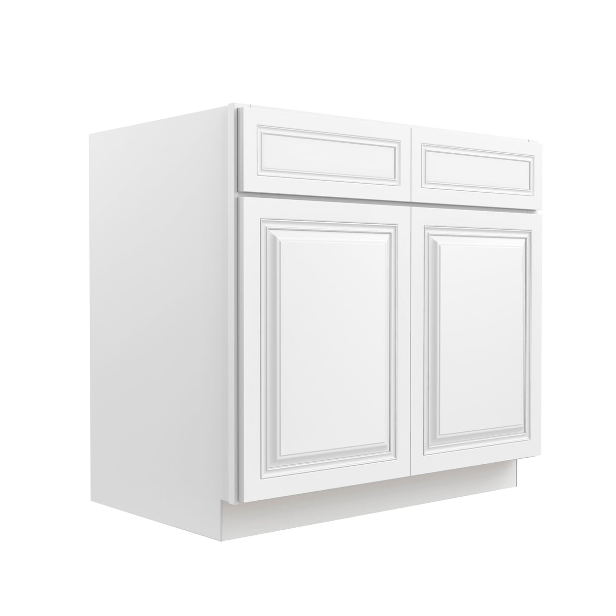 RTA - Park Avenue White - Double Drawer & Door Base Cabinet | 36"W x 34.5"H x 24"D
