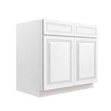 RTA - Park Avenue White - Double Drawer & Door Base Cabinet | 36"W x 34.5"H x 24"D