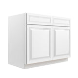 RTA - Park Avenue White - Double Drawer & Door Base Cabinet | 42"W x 34.5"H x 24"D