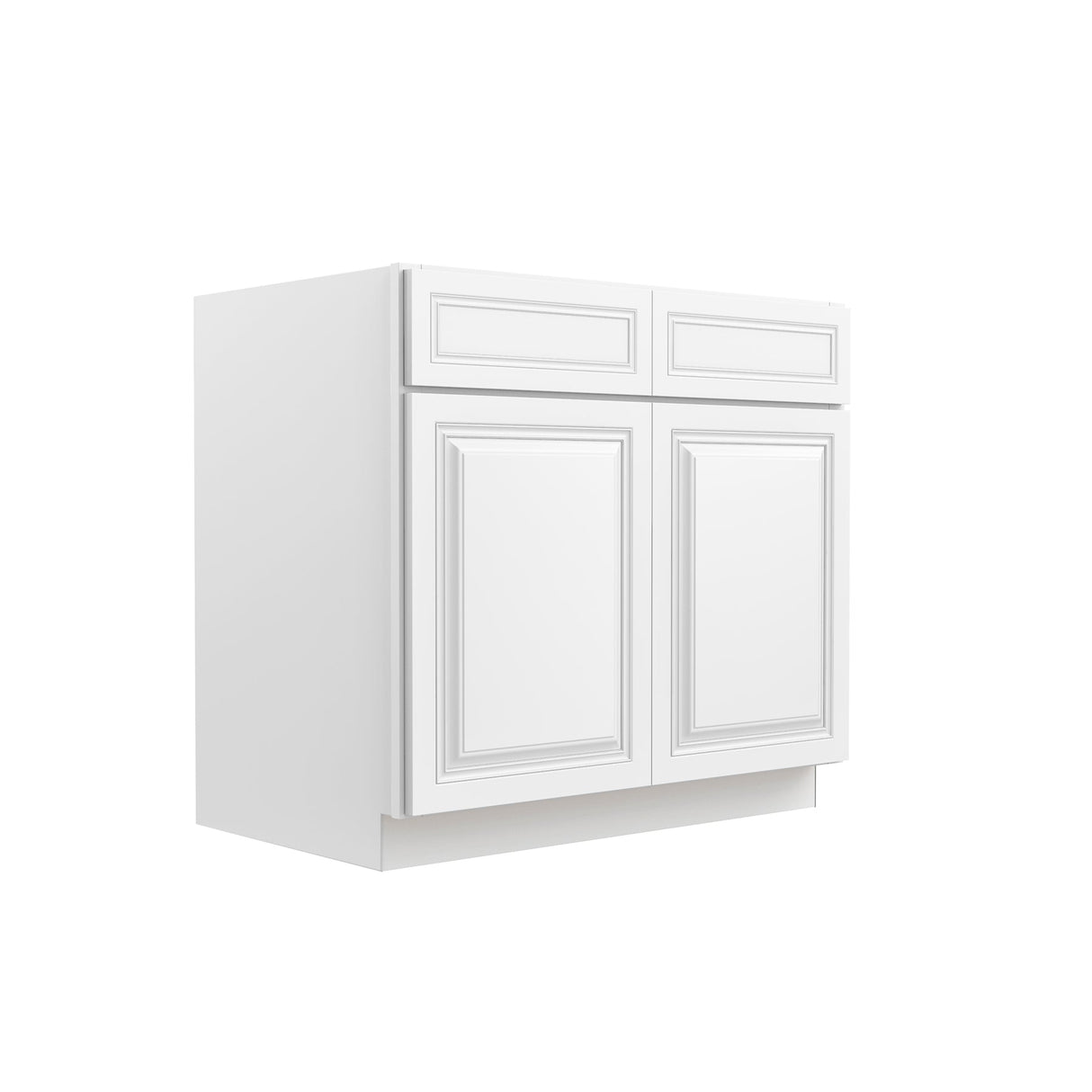 RTA - Park Avenue White - Double Drawer & Door Base Cabinet | 36"W x 34.5"H x 24"D