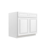 RTA - Park Avenue White - Double Drawer & Door Base Cabinet | 36"W x 34.5"H x 24"D