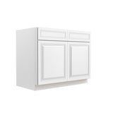 RTA - Park Avenue White - Double Drawer & Door Base Cabinet | 42"W x 34.5"H x 24"D