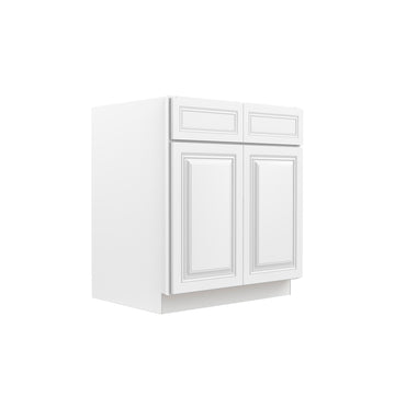 RTA - Park Avenue White - Double Drawer & Door Base Cabinet | 30