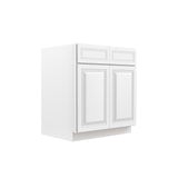 RTA - Park Avenue White - Double Drawer & Door Base Cabinet | 30"W x 34.5"H x 24"D