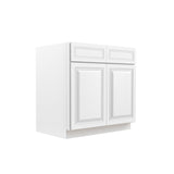 RTA - Park Avenue White - Double Drawer & Door Base Cabinet | 33"W x 34.5"H x 24"D