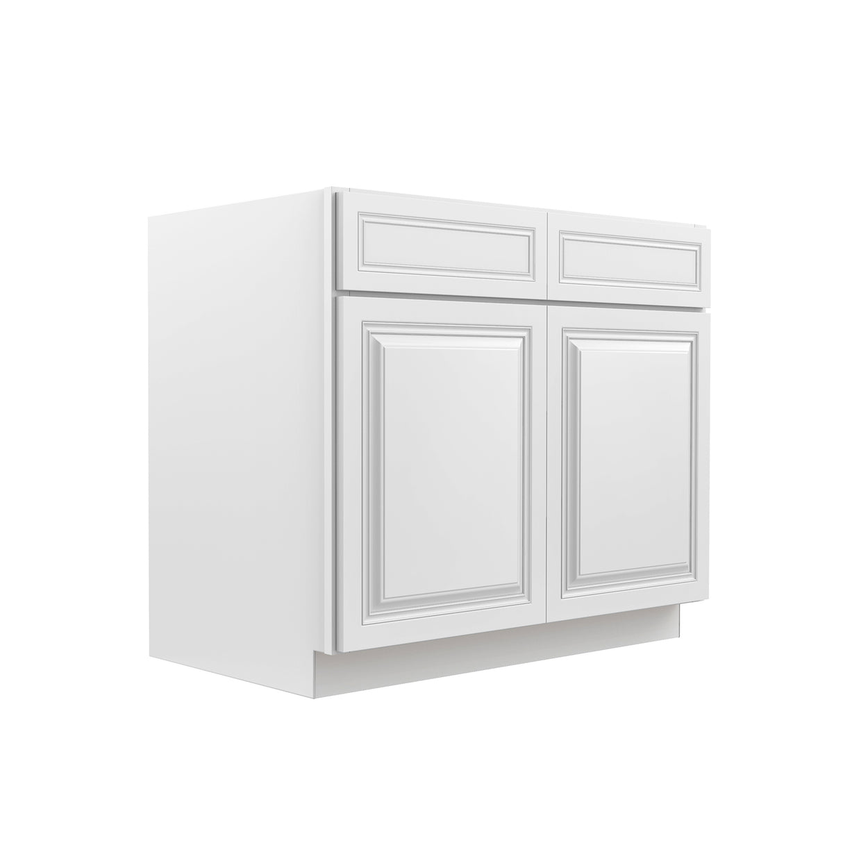 RTA - Park Avenue White - Double Drawer & Door Base Cabinet | 39"W x 34.5"H x 24"D