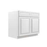 RTA - Park Avenue White - Double Drawer & Door Base Cabinet | 39"W x 34.5"H x 24"D