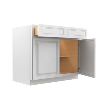RTA - Park Avenue White - Double Drawer & Door Base Cabinet | 39"W x 34.5"H x 24"D