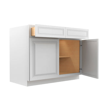 RTA - Park Avenue White - Double Drawer & Door Base Cabinet | 42"W x 34.5"H x 24"D