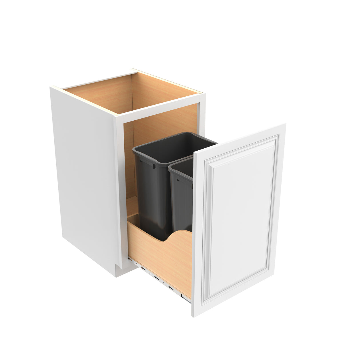 Park Avenue White - Waste Basket Cabinet Full Height | 21"W x 34.5"H x 24"D