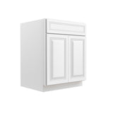 RTA - Park Avenue White - Single Door & Double Drawer Base Cabinet  | 27"W x 34.5"H x 24"D