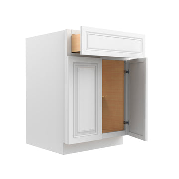 RTA - Park Avenue White - Single Drawer Double Door Base Cabinet | 24"W x 34.5"H x 24"D