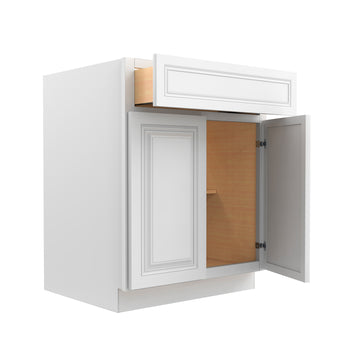 RTA - Park Avenue White - Single Drawer Double Door Base Cabinet | 27"W x 34.5"H x 24"D