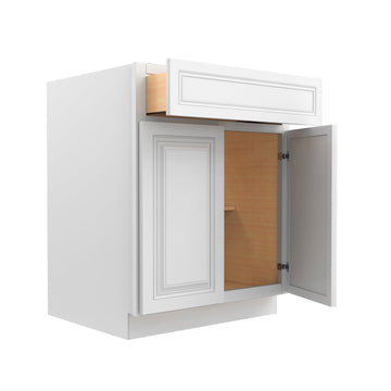 RTA - Park Avenue White - Single Door & Drawer Base Cabinet | 27"W x 34.5"H x 24"D