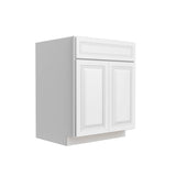 RTA - Park Avenue White - Single Drawer Front 2 Door Sink Base Cabinet | 27"W x 34.5"H x 24"D