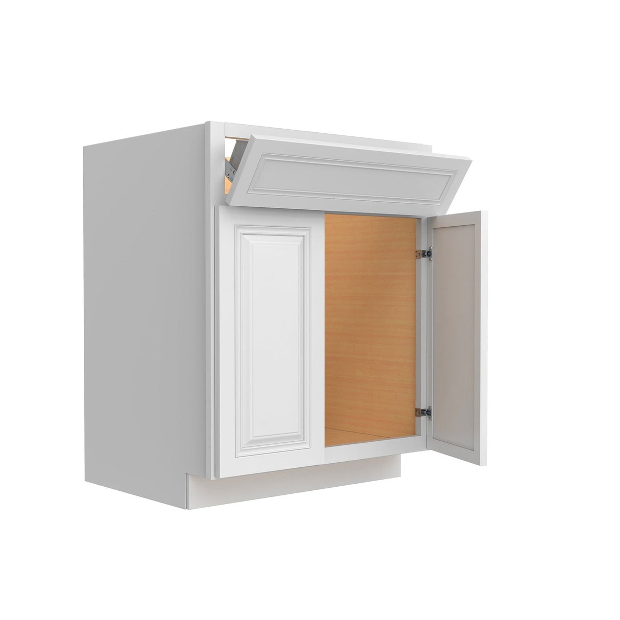 RTA - Park Avenue White - Single Drawer Front 2 Door Sink Base Cabinet | 27"W x 34.5"H x 24"D