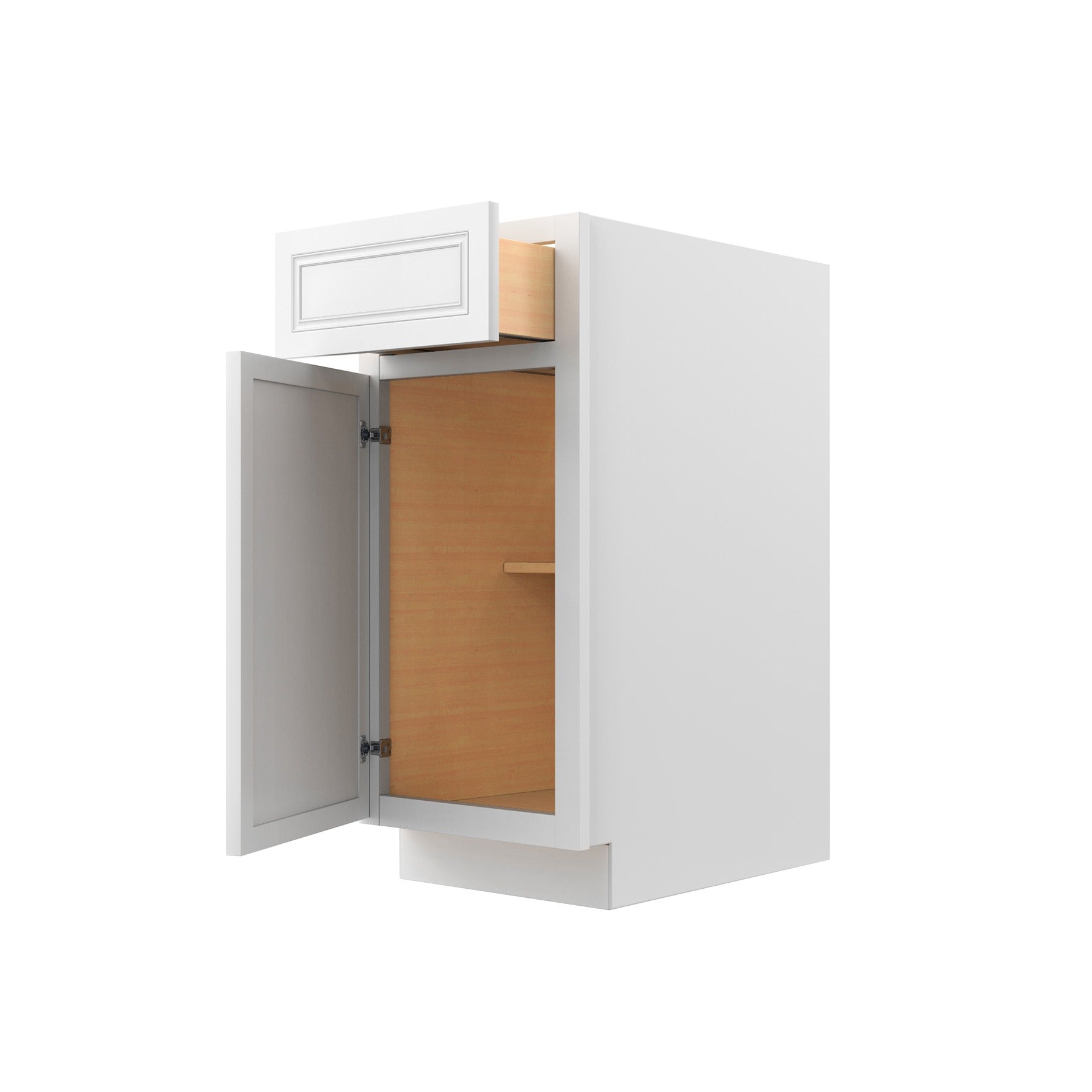 RTA - Park Avenue White - Single Door & Drawer Base Cabinet | 15"W x 34.5"H x 24"D
