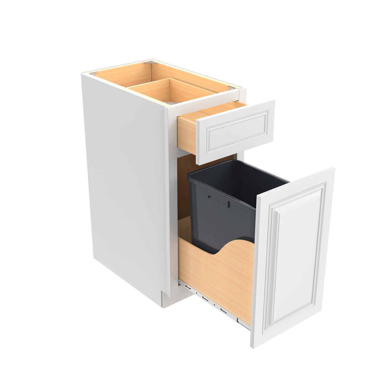 RTA - Park Avenue White - 15"W x 34.5"H x 24"D - Wastebasket Base Cabinet - Full Height