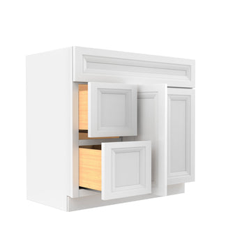 Assembled - Richmond White - 2 Door 2 Drawer Vanity Sink Base Cabinet | 36"W x 34.5"H x 21"D