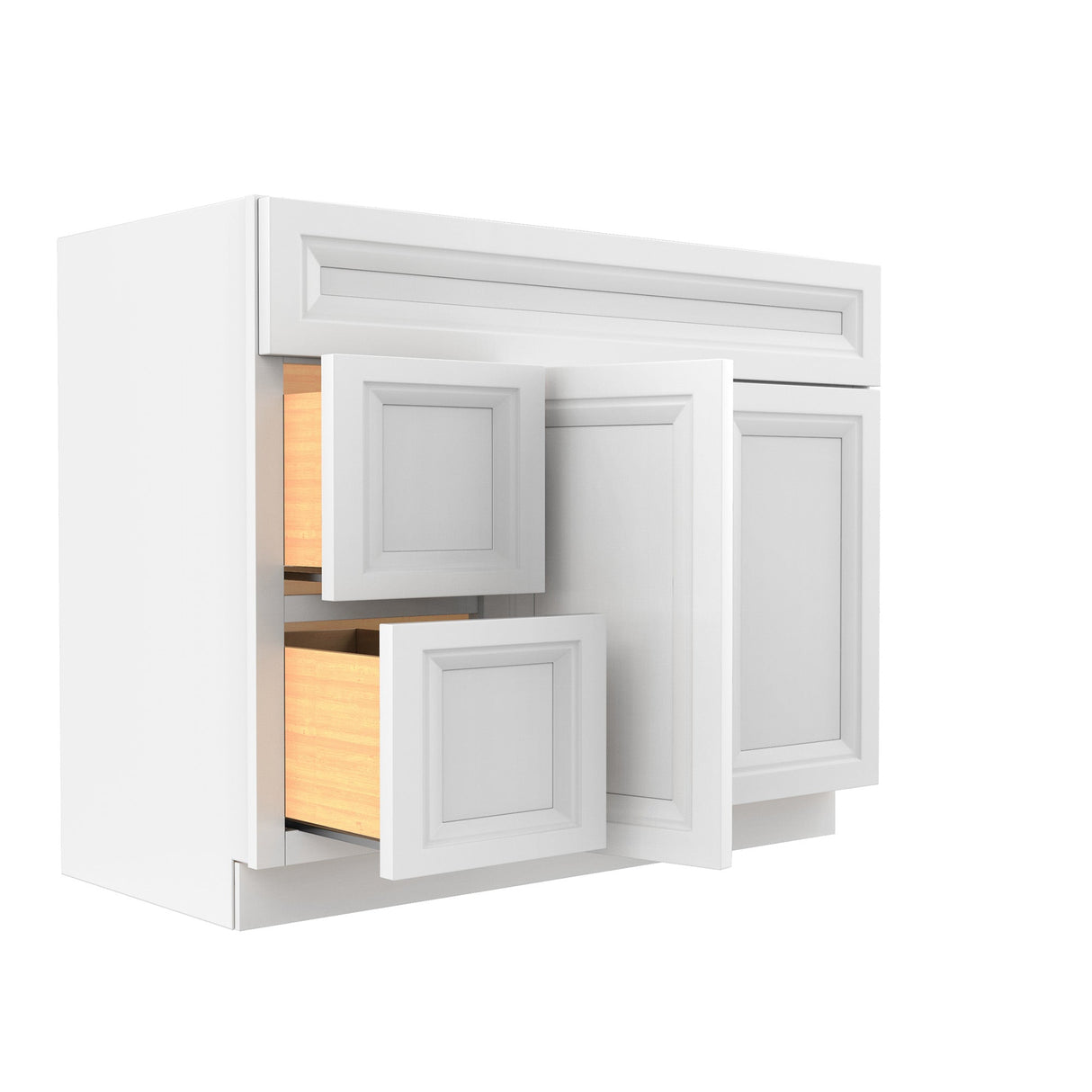 RTA - Richmond White - 1 Door 2 Drawer Vanity Sink Base Cabinet | 42"W x 34.5"H x 21"D