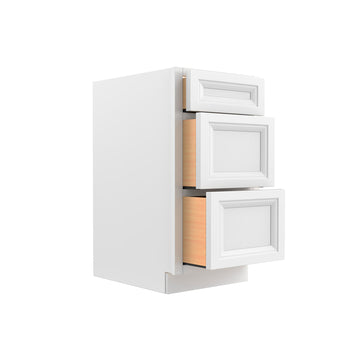 Assembled - Richmond White - 3 Drawer Base Cabinet | 18"W x 34.5"H x 24"D