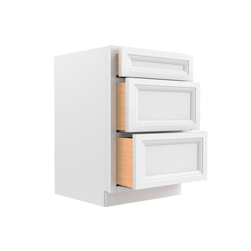 Assembled - Richmond White - 3 Drawer Base Cabinet | 24"W x 34.5"H x 24"D