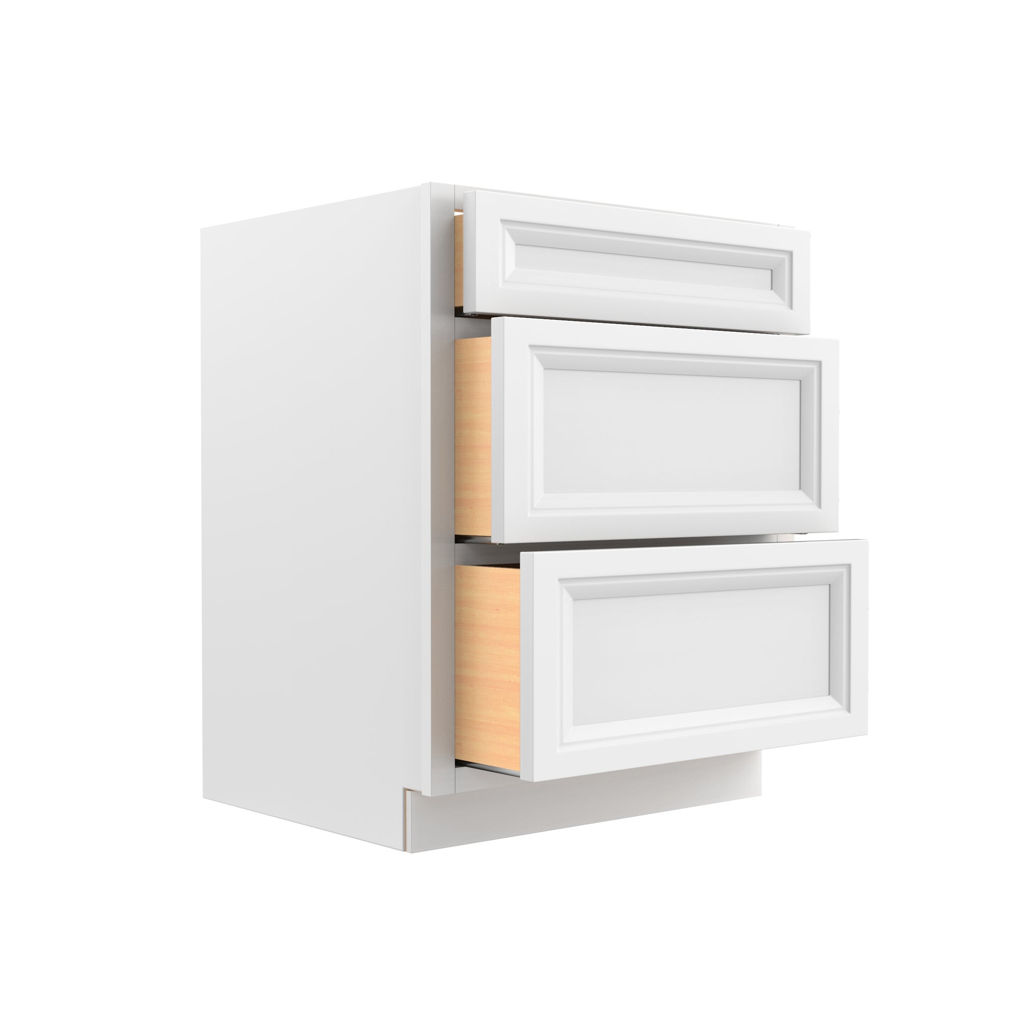 Assembled - Richmond White - 3 Drawer Base Cabinet | 27"W x 34.5"H x 24"D