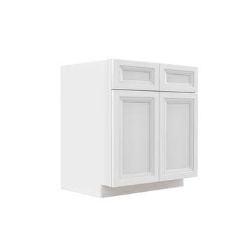 Assembled - Richmond White - Double Drawer Front 2 Door Sink Base Cabinet | 30