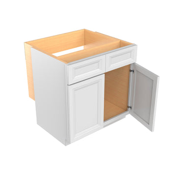 Assembled - Richmond White - Double Door Handicap Removable Sink Base Cabinet | 33"W x 34.5"H x 24"D
