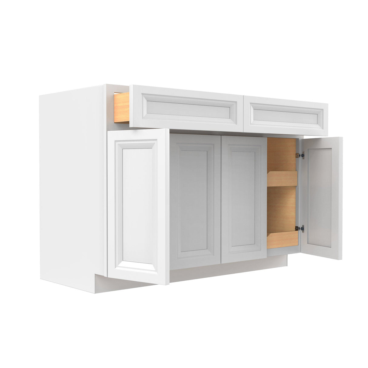 RTA - Richmond White - Double Drawer & 4 Door Base Cabinet | 48"W x 34.5"H x 24"D